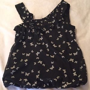 3/$15 Black and white butterfly tank top